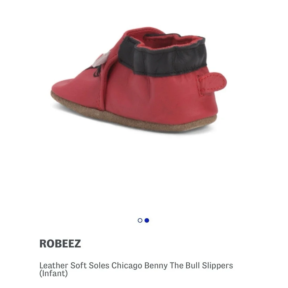Robeez Leather Crib Shoes Booties Chicago Bulls NBA Baby Boy 12 to 18 Months New